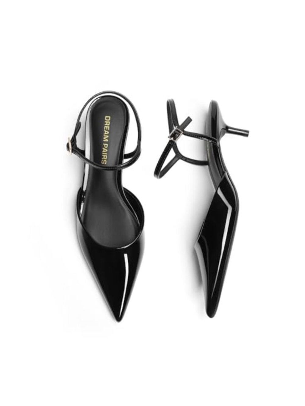 Kitten Heels Womens Closed Toe Slingback Pumps Faux Leather